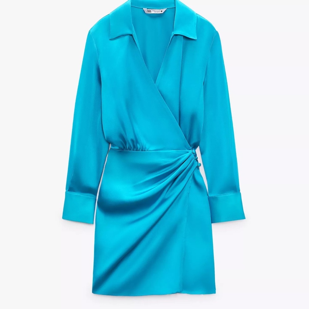 Zara Satin Effect Wrap Dress